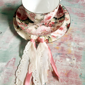 Lace and Ribbon Hoop Earrings